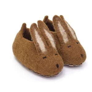 Mushkane Handmade Rabbit Bunny Slippers Felt and Leather Kids size 22/23 or 5/6